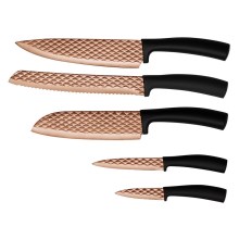 BerlingerHaus - Conjunto de facas de aço inoxidável 5 peças de ouro preto/rosa