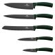 BerlingerHaus - Conjunto de facas de aço inoxidável com suporte magnético 6 pcs verde/preto