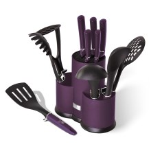 BerlingerHaus - Conjunto de facas e utensílios de cozinha em aço inoxidável 12 pcs roxo/preto