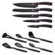 BerlingerHaus - Conjunto de facas e utensílios de cozinha em aço inoxidável 12 pcs roxo/preto