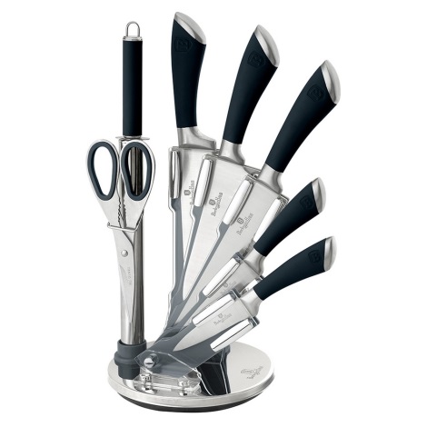 BerlingerHaus - Conjunto de facas em aço inoxidável num suporte 8 pcs prateado/preto