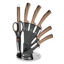 BerlingerHaus - Conjunto de facas em aço inoxidável num suporte 8 pcs preto/castanho
