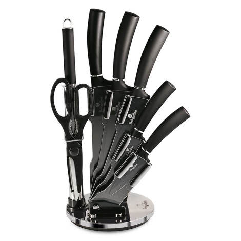 BerlingerHaus - Conjunto de facas em aço inoxidável num suporte 8 pcs preto