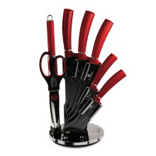 BerlingerHaus - Conjunto de facas em aço inoxidável num suporte 8 pcs vermelho