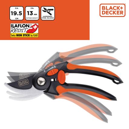 BLACK+DECKER - Tesoura de jardinagem 215 mm