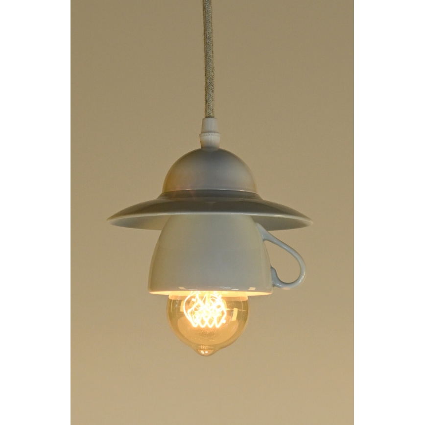 Bohemia-Design - Candeeiro pendente em porcelana com fio 1xE27/60W/230V