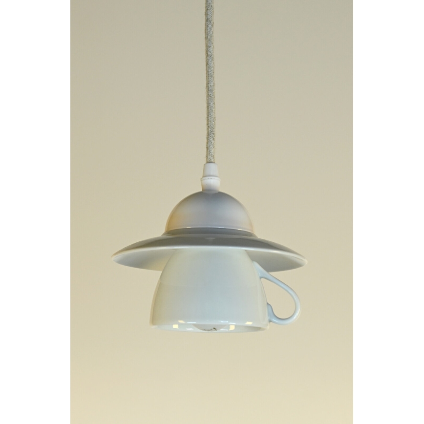 Bohemia-Design - Candeeiro pendente em porcelana com fio 1xE27/60W/230V