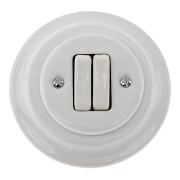 Bohemia-Design - Comando retro em porcelana para persianas com moldura branco