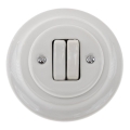 Bohemia-Design - Interruptor duplo retro em porcelana com moldura n.º 5, branco