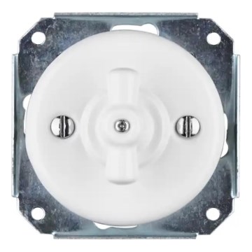 Bohemia-Design - Interruptor retro rotativo de porcelana sem moldura n.º 1 branco