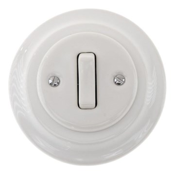 Bohemia-Design - Interruptor retro simples em porcelana com moldura n.º 1 branco