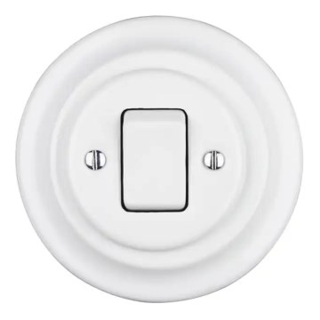 Bohemia-Design - Interruptor retro simples em porcelana com moldura n.º 7, branco