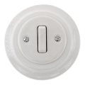 Bohemia-Design - Interruptor retro simples em porcelana com moldura, para campainha, branco