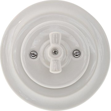 Bohemia-Design - Interruptor rotativo retro em porcelana com moldura n.º 5, branco
