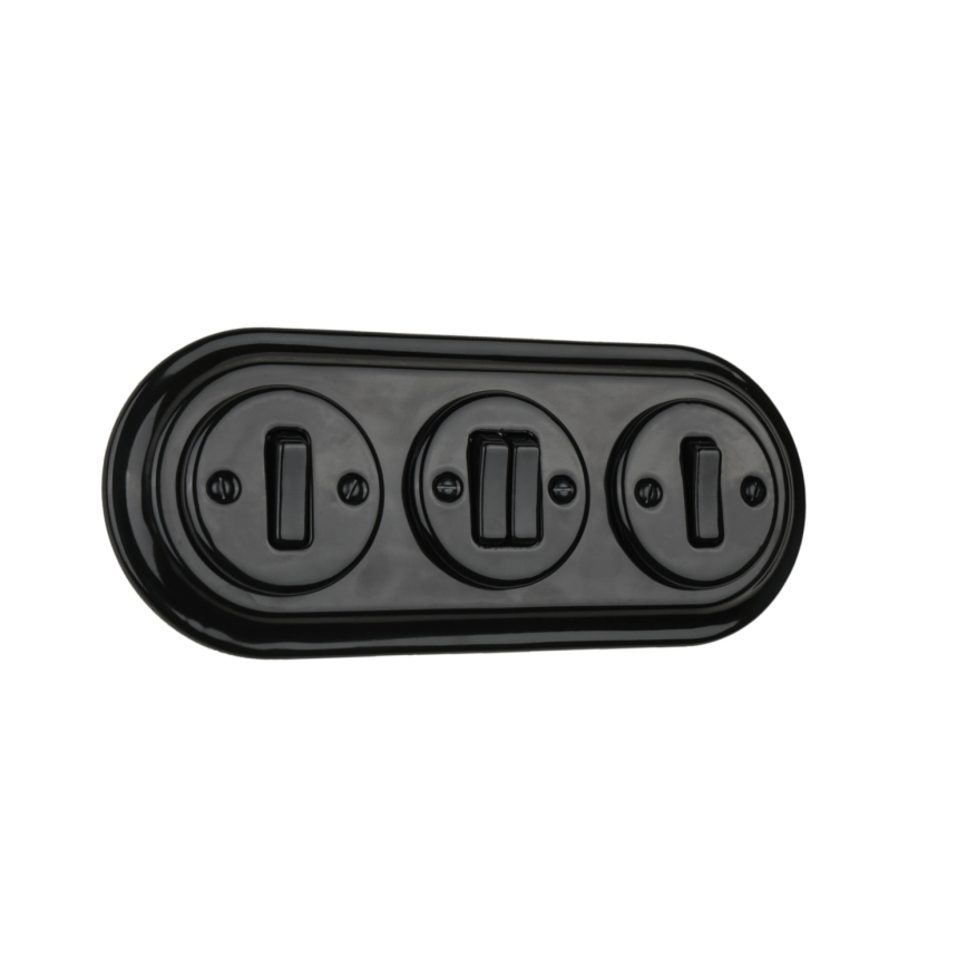 Bohemia-Design - Moldura retro tripla em porcelana preta