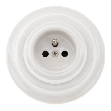 Bohemia-Design - Tomada doméstica retro de porcelana com moldura 250V/16A branca
