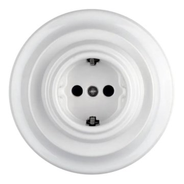 Bohemia-Design - Tomada doméstica retro em porcelana com moldura SCHUKO 250V/16A branca