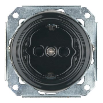 Bohemia-Design - Tomada retro de porcelana para parede sem moldura SCHUKO 250V/16A preta