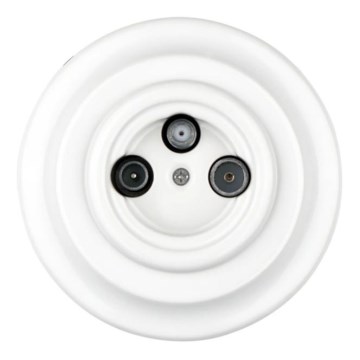 Bohemia-Design - Tomada retro TV/SAT-W de porcelana com moldura branca