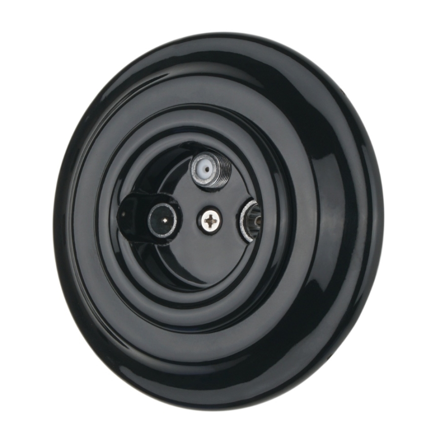 Bohemia-Design - Tomada TV/SAT-W retro em porcelana com moldura preta