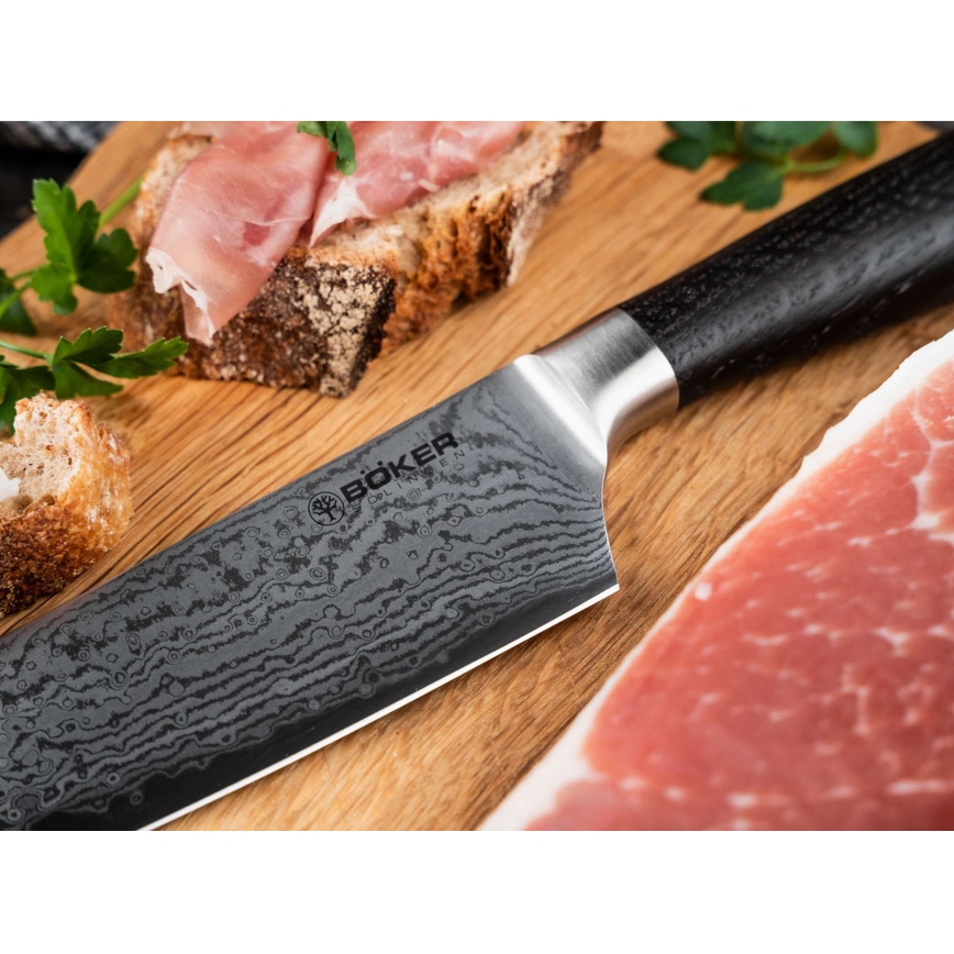 Böker - Faca de chef em aço damasco DAMAST 19,8 cm, cabo em carvalho