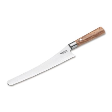 Böker - Faca de cozinha para pão em aço damasco DAMAST OLIVE 23,5 cm, madeira de oliveira