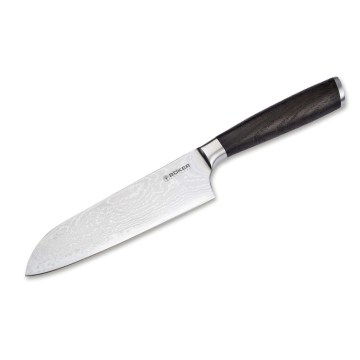 Böker - Faca de cozinha Santoku DAMAST em aço damasco, 16,5 cm, cabo em carvalho