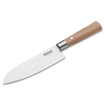 Böker - Faca de cozinha santoku em aço damasco DAMAST OLIVE 17,2 cm madeira de oliveira