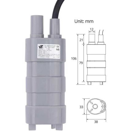 Bomba submersível 12 V, 600 L/h
