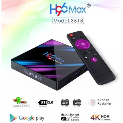 Box de TV Android SMART 4GB RAM 4K Wi-Fi + controlo remoto