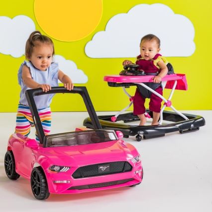 Bright Starts - Andador infantil 3 em 1 FORD MUSTANG rosa
