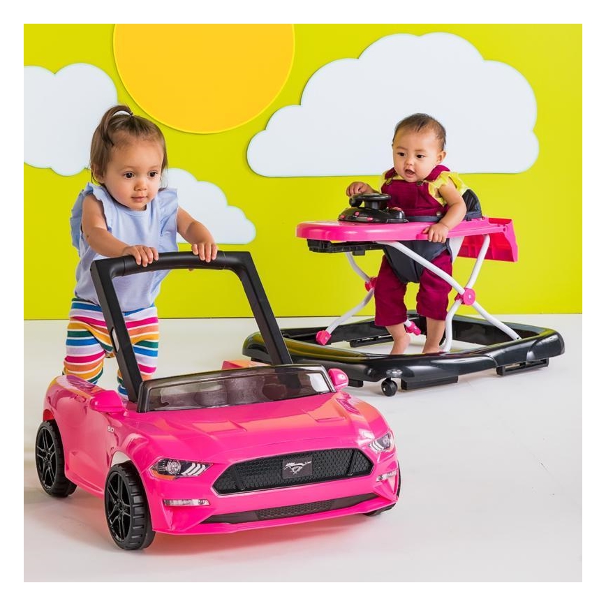 Bright Starts - Andador infantil 3 em 1 FORD MUSTANG rosa