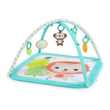 Bright Starts - Cobertor infantil para brincar SAFARI turquesa