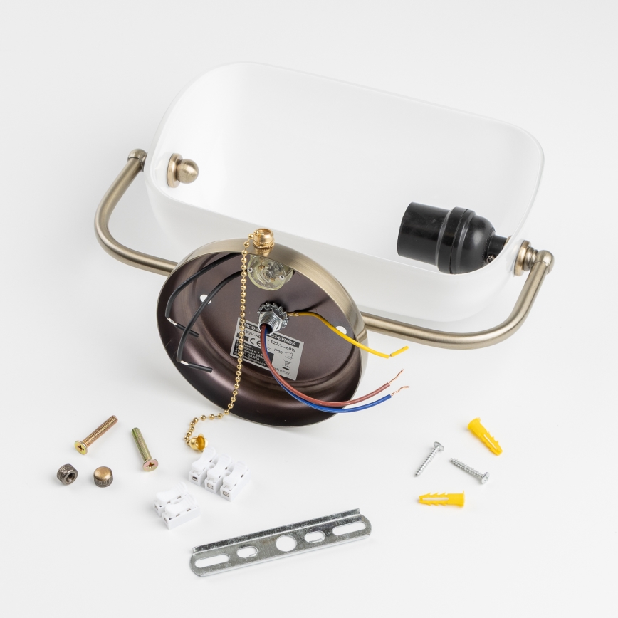 Brilagi - Aplique de parede BANK OFFICE 1xE27/60W/230V latão/branco