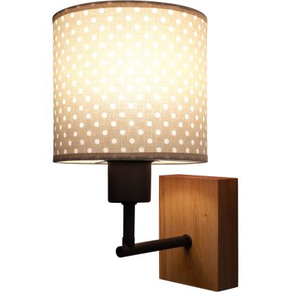 BRILAGI - Candeeiro de Parede Infantil BOBO WOOD 1xE27/25W/230V carvalho/preto/bege/bolinhas
