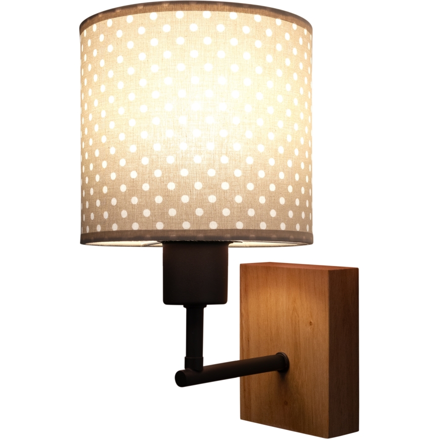 BRILAGI - Candeeiro de Parede Infantil BOBO WOOD 1xE27/25W/230V carvalho/preto/bege/bolinhas