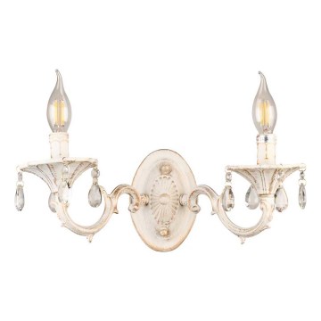 Brilagi - Aplique de parede CLASSIC 2xE14/10W/230V creme/pátina