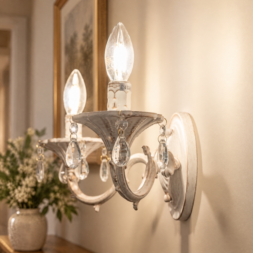 BRILAGI - Aplique de parede CLASSIC 2xE14/10W/230V creme/pátina