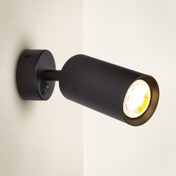 Brilagi - Aplique de parede com foco e interruptor SELE 1xGU10/30W/230V preto