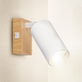 Brilagi - Aplique de parede com foco orientável e interruptor SELE 1xGU10/30W/230V branco/decor carvalho