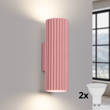 Brilagi - Aplique de parede CRESTO 2xGU10/10W/230V 20 cm rosa