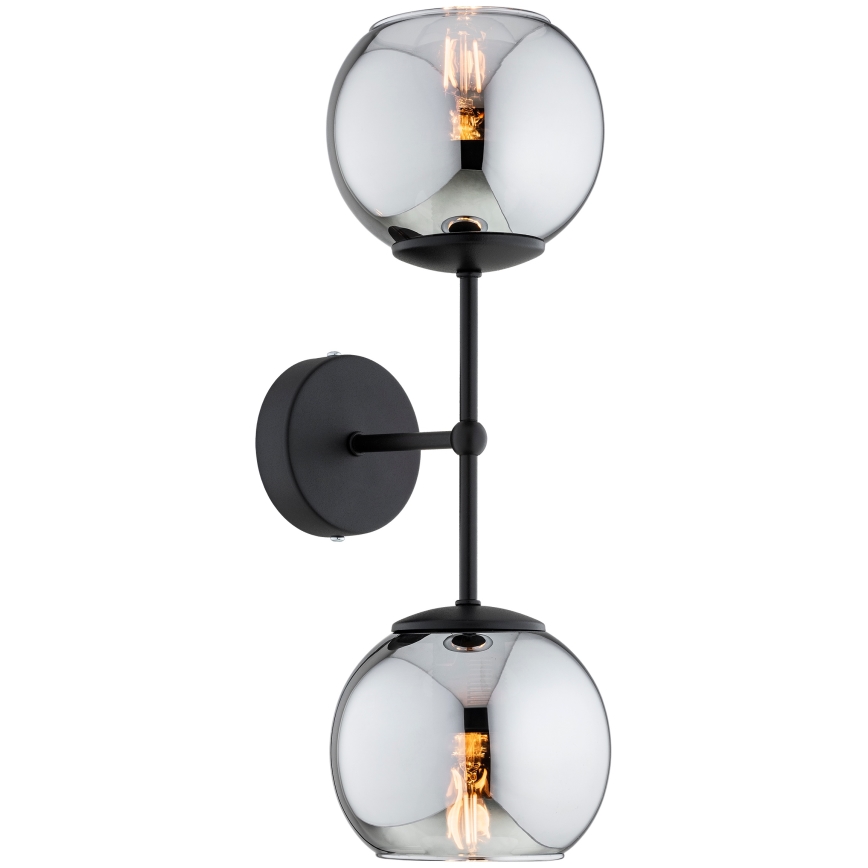 BRILAGI - Aplique de parede DIOR 2xE27/60W/230V preto/cinzento fumê