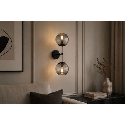 BRILAGI - Aplique de parede DIOR 2xE27/60W/230V preto/cinzento fumê