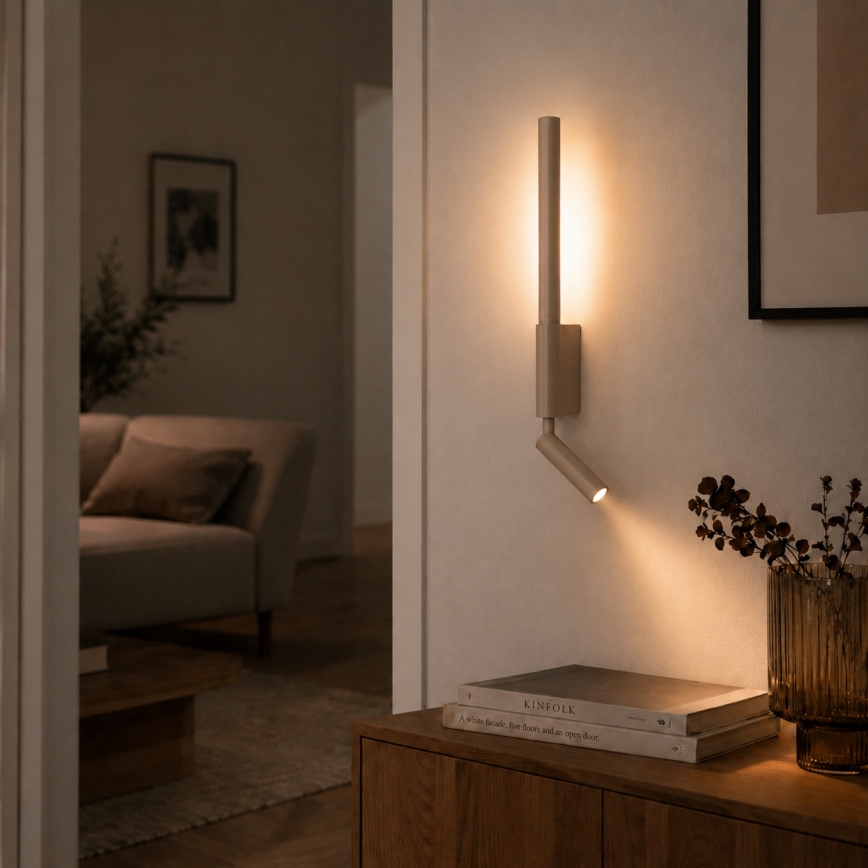 BRILAGI - Aplique de parede direcionável LED VIXON LED/3W/230V + LED/5W, bege, IRC 90