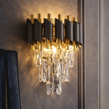 Brilagi - Aplique de parede ECLIPSE 2xE14/10W/230V preto/dourado