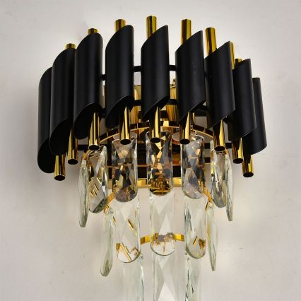 Brilagi - Aplique de parede ECLIPSE 2xE14/10W/230V preto/dourado