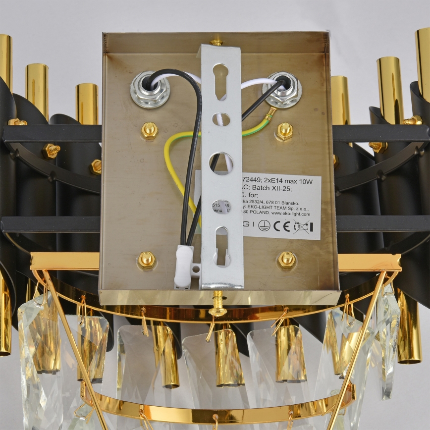 Brilagi - Aplique de parede ECLIPSE 2xE14/10W/230V preto/dourado