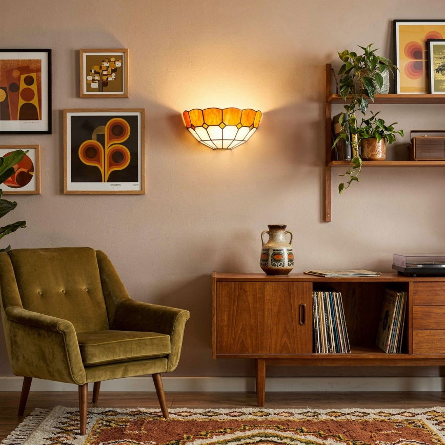 Brilagi - Aplique de parede em vitral estilo Tiffany SIENNA 1xE14/40W/230V