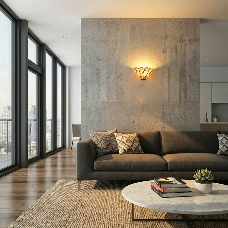 Brilagi - Aplique de parede estilo Tiffany em vitral FOLIA 1xE14/40W/230V