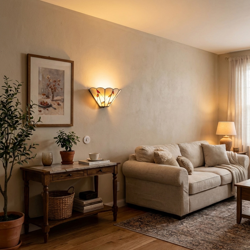 Brilagi - Aplique de parede estilo Tiffany em vitral FOLIA 1xE14/40W/230V